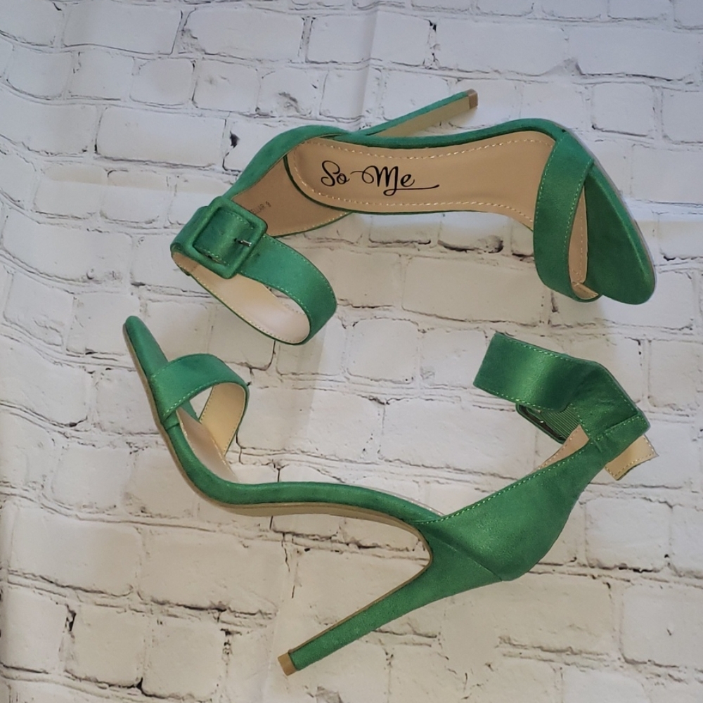 Green ankle strap sandal